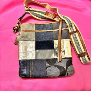 Coach Vintage Denim & Leather  Patchwork Crossbody Bag